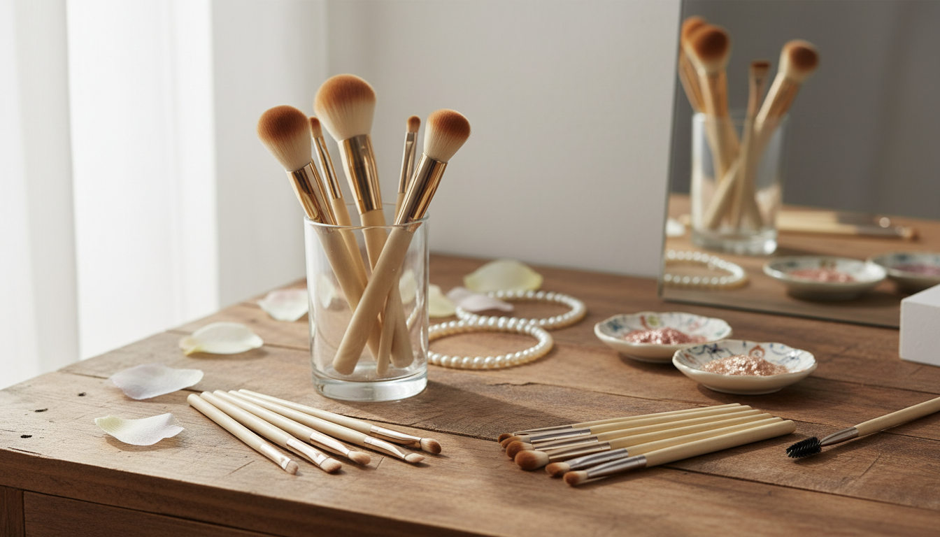 18-Piece Bamboo Makeup Brush Set for a Low-Waste Routine